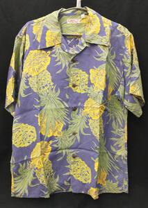 SUN SURF ALOHA SHIRT 東洋エンタープライズ サンサーフ パイナップル 総柄 レーヨン アロハ シャツ L 紫 パープル SS32146 店舗受取可