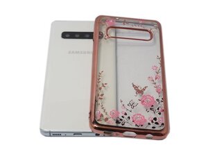 送料無料 Galaxy S10+ Plus SC-04L SC-05L SCV42 ジャケット TPU キラキラ ラインスートン ギャラクシー S10プラス ケース カバー ピンク