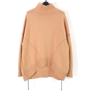 CINOH 定価42,120円 18AW HI-NECK SIDE DECORATED KNIT ハイネックサイドデコレーテッドニットセーター 36 18WKN034 チノ