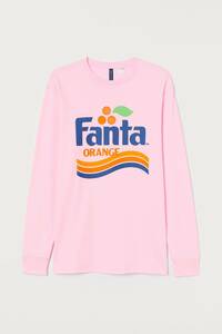 ファンタ　FANTA　オレンジ　Tシャツ　T-shirt　長袖　ロングスリーブ　ピンク　メンズM　コカ・コーラ　Coca-Cola　炭酸飲料