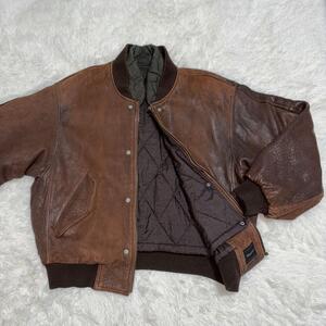 80　ヴィンテージ　BONEVILLE RIVETS BOMBER　JKT オスティ　48 L相当　ボンバージャケット　ラム　レザー希少　C.P. CONPANY　レア