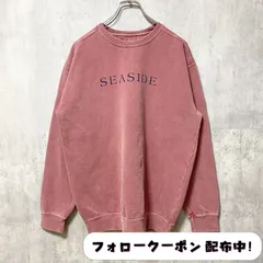 古着 used　SEASIDE　シーサイド　長袖プリントロゴスウェット　トレーナー　バックプリント　クルーネック　ピンク　レトロ