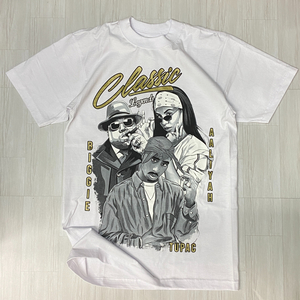 LA発 【XL】 Classic Legends アンダーグラウンド グラフィック ヘビーウェイト 半袖 Tシャツ 白 HIPHOP アリーヤ 2パック ビギー R&B