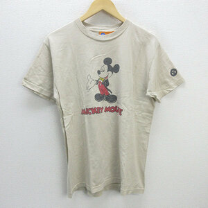 H■ビームス/BEAMS×TOKYO Disney SEA ミッキープリント コラボTシャツ【M】ベージュ/MENS■116【中古】