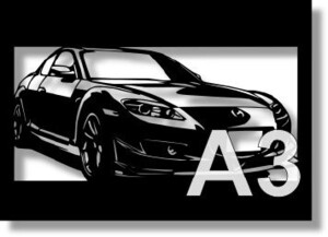 マツダ(MAZDA) RX-8の切り絵　(2)【A3サイズ】[C3-059]