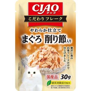 いなばペットフード CIAO こだわりフレーク やわらか仕立てまぐろ削り節入り 30g 猫用フード