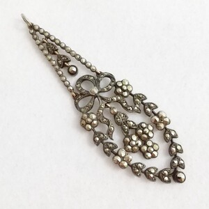 1850’s~60’s キラキラ 西洋アンティーク マーカサイト リボン花トップ jewelry