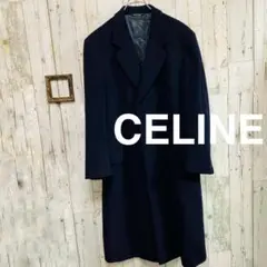 CELINE セリーヌ ウール フィールド　チェスターコート 50 ネイビー