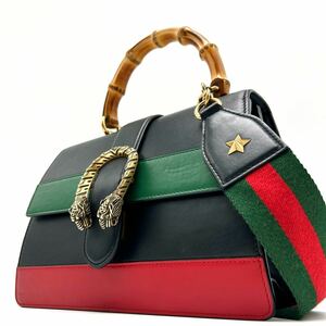 ◎極美品 GUCCI グッチ ディオニュソス バンブー ハンドバッグ ショルダー肩掛け 斜め掛け 2way レザー ブラック レディース 星 スター