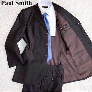 1円 スタート Paul Smith ポールスミス スーツ セットアップ 背広 シングル 三つボタン 3B サイズM ブラウン 茶系 ウール キュプラ メンズ 