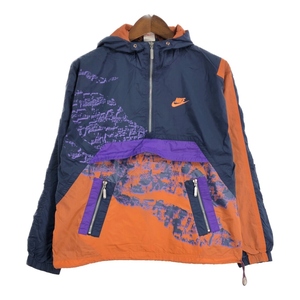 90年代 NIKE ナイキ ナイロン アノラックパーカージャケット スポーツ ネイビー (メンズ S) 中古 古着 S9885