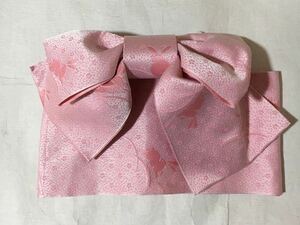 結び帯　作り帯　子供用　女の子　ピンク色　うさぎ柄　着物小物　和服　女児和装　浴衣帯　中古品