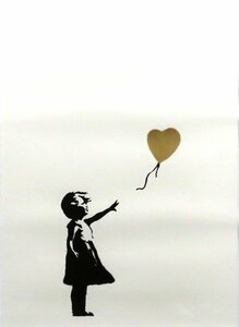 匿名アーティスト　BANKSY　「Girl with gold Balloon」　シルクスクリーン　W.C.P（財団）印あり　ed無し　【正光画廊】