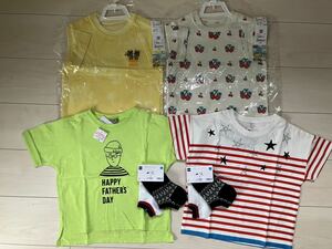 新品 キッズ 110 まとめ売り 男の子 半袖 tシャツ トップス ユニクロ どうぶつの森 ボーダー 父の日 パパ GU 靴下 ソックス