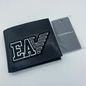 ★送料無料★新品★EMPORIO ARMANI(エンポリオアルマーニ)/本革/二つ折り財布/ロゴ/ウォレット/イーグルロゴ/ブラック