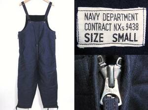 レア 1940s 実物 ヴィンテージ U.S.NAVY ジップフロントタイプ デッキオーバーオール SMALL ネイビー 紺 アメリカ海軍 USN N1 古着