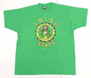 ◆80S VINTAGE XLサイズ 美品 SCREEN STARS BEST TEE IRISH STATE UNIVERSITY 1989年製 セントパトリックデー USA製 半袖 Tシャツ グリーン