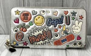 ANYA HINDMARCH アニヤ ハインドマーチ ステッカーズ 長財布 シルバー