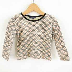 バーバリー ロンドン BURBERRY LONDON カットソー Tシャツ 長袖 チェック ベージュ 100A *T65 キッズ