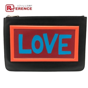 FENDI フェンディ 7N0078 セカンドバッグ LOVE クラッチバッグ ブラック メンズ【中古】