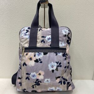 □46-2390　LeSportsac レスポートサック リュックサック リリカルフロスト LYRICAL FROST ライトグレー系 フラワー 花柄 レディース