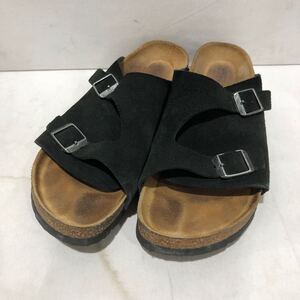 【BIRKENSTOCK】ビルケンシュトック ZURICH SUEDE LEATHER SOFT FOOTBED サンダル 26cm ブラック ts202501