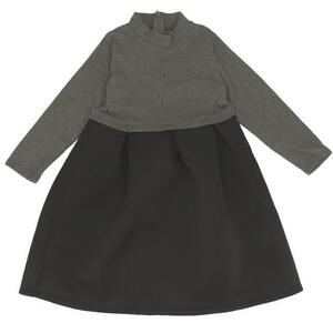 ☆ グレーXブラック ☆ 110CM 子供服 ワンピース 長袖 通販 フォーマル 黒 ブラック ドレス 子供 女の子 ピアノ 発表会 入園式 卒園式 入