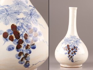 古美術 朝鮮古陶磁器 李朝 染付 辰砂 花瓶 時代物 極上品 初だし品 D0048