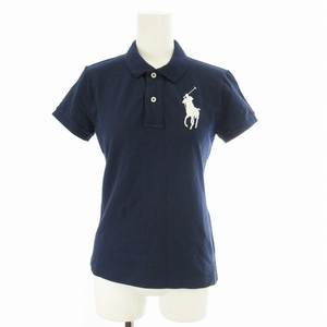 ポロ ラルフローレン POLO RALPH LAUREN ポロシャツ 半袖 カットソー ビッグポニー 刺繍 XS 紺 ネイビー /MM レディース