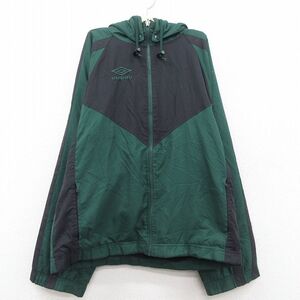 古着 アンブロ 長袖 ジャケット パーカー キッズ ボーイズ 子供服 00s ワンポイントロゴ ツートンカラー ラグラン 緑他 グリーン ライ