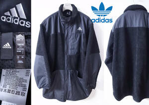 美USED adidasアディダス XL/定価12000円程度 ボア 切り替え ジャケット ジャージ スリーストライプ パンツ イージーブースト スタンスミス