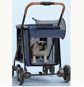 ペットカート 犬用 キャリーカート犬用ベビーカー 360°回転 多頭用 多機能 軽量 組み立て簡単 旅行 小型犬老犬 飛び出し防止 グレー