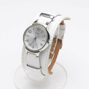 ◇483876 美品 GUESS ゲス QZ クォーツ腕時計 レザーブレスウォッチ サイズ29mm レディース シルバー ホワイト