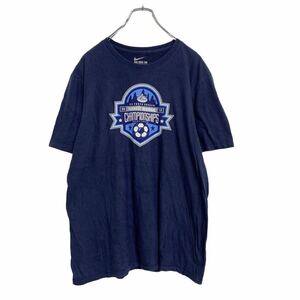 NIKE 半袖 プリント Tシャツ L ネイビー ナイキ スポーツ サッカー 古着卸 アメリカ仕入れ a408-5101