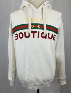 ◆極美品◆GUCCI グッチ ロゴプリントパーカー S ホワイト トップス フーディ 正規品 23