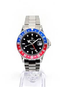 【1円】F RELAX リラックス 王冠ロゴ GMT13-S カスタム腕時計 GMT 青/赤 ペプシ 24H回転ベゼル 世田谷ベース 所ジョージ