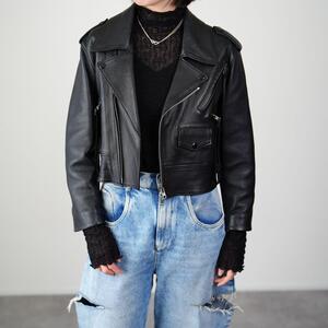 極美品 Maison Margiela メゾンマルジェラ レザージャケット ライダース leather jacket ダブル ラムスキン クロップド丈 20AW 36