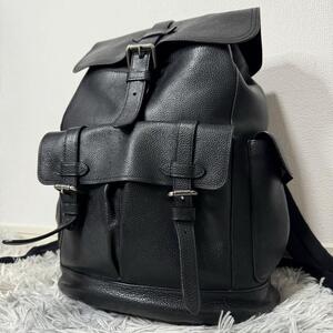 １円～【極美品】COACH コーチ リュックサック ハドソン バックパック ブラック レザー A4 PC 通勤 ビジネス メンズ 人気品 デイパック