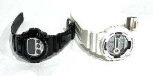 ck-26 CASIO カシオ G-SHOCK ジーショック DW-6900NB 腕時計 ブラック GD-110 ホワイト ラバーベルト 2本セット(N418-4)