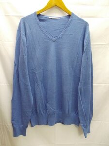 美品★UNIQLO◎ユニクロ/コットンカシミヤ/長袖ニット/Vネック/ブルー/358-049539/XLサイズ