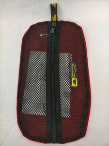 新品 デッドストック 90s ビンテージ USA製 MOUNTAIN SMITH マウンテンスミス オーバルメッシュスタッフ ポーチ バック 黒×赤 ★カバン