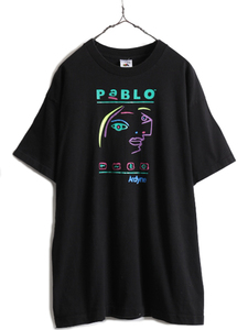 90s カナダ製 ★ 企業 パブロ ピカソ パロディ アート プリント Tシャツ メンズ XL/ 90年代 オールド 当時物 イラスト 黒 シングルステッチ