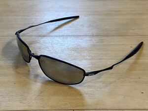 OAKLEY Whisker 旧モデル 05-715 BLACK×社外偏光SILVER TITANIUMレンズ新品交換済 中古美品 廃盤 メタルフレーム オークリー 2005年製