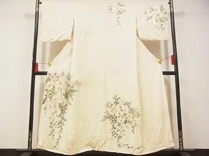 平和屋-こころ店■訪問着　総刺繍　草花文　胡蝶蘭　正絹　逸品　AAAF9888Ata