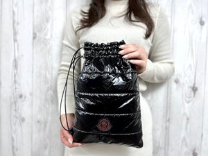 極美品 MONCLER モンクレール 巾着 ポーチ バッグ ミニバッグ タブレットポーチ ナイロン 黒 メンズ 81164Y