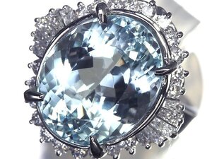 1ILM9609SS【売り切り】新品【RK宝石】≪Aquamarine≫ 極上アクアマリン 特大9.78ct 極上ダイヤモンド 0.755ct Pt900 超高級リング ダイヤ