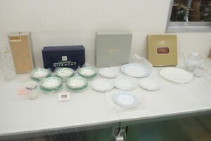 D096-120　洋食器まとめ　未使用・中古　ノリタケ パーティーセット/ジバンシー デザートセット 5客/ノリタケ CRYSTAL 花瓶 フラワーベース