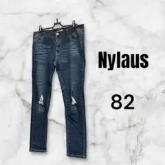 703 ナイラス　Nylaus ダメージデニム　スキニー　82 ネイビー