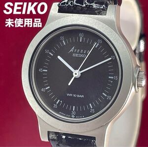 未使用 90s SEIKO アベニュー クォーツ 電池交換済 日本製 腕時計 ブラック文字盤 セイコー ヴィンテージ アンティーク 稼働 レディース