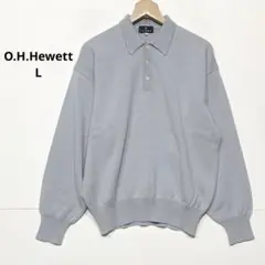 O.H.Hewett ブルーグレー 長袖セーター 襟付き ウール100％G384